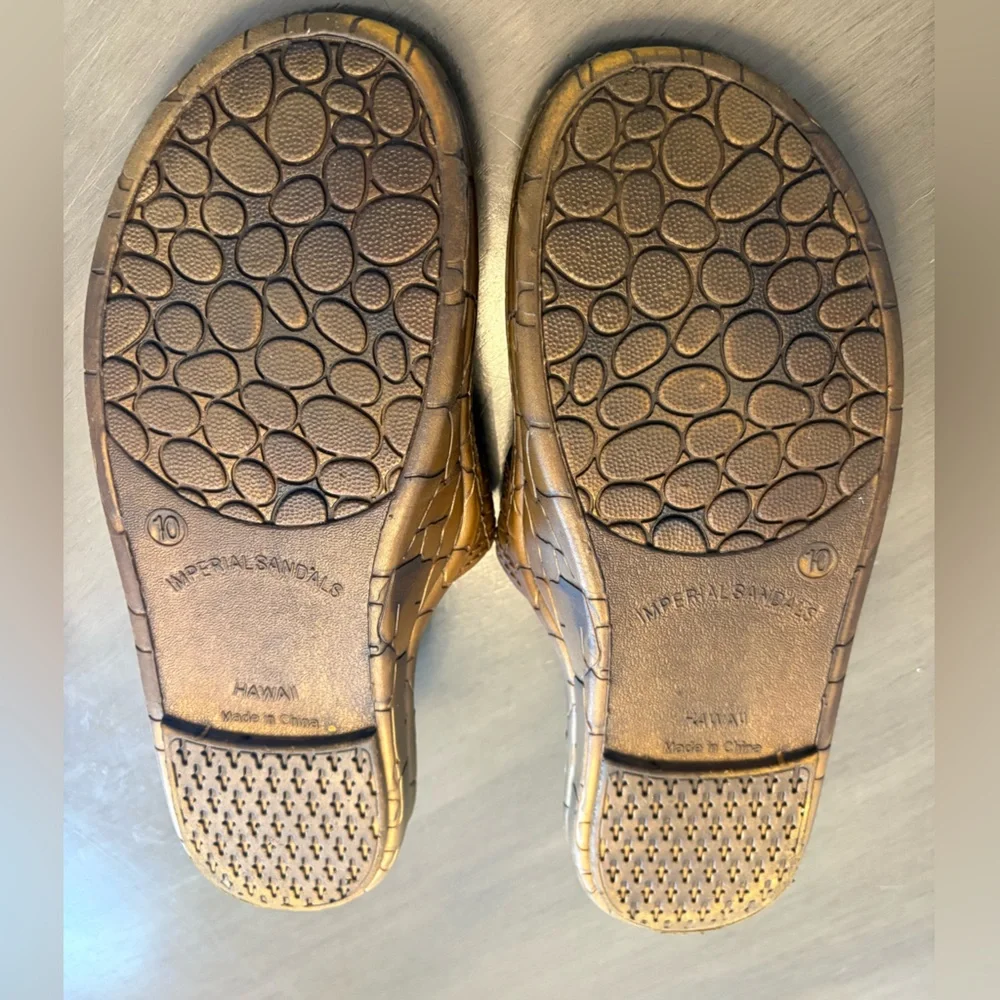 Imperial Hawaii Beach Sandals Lightweight Vacation Shoes Brown Men’s Size 10